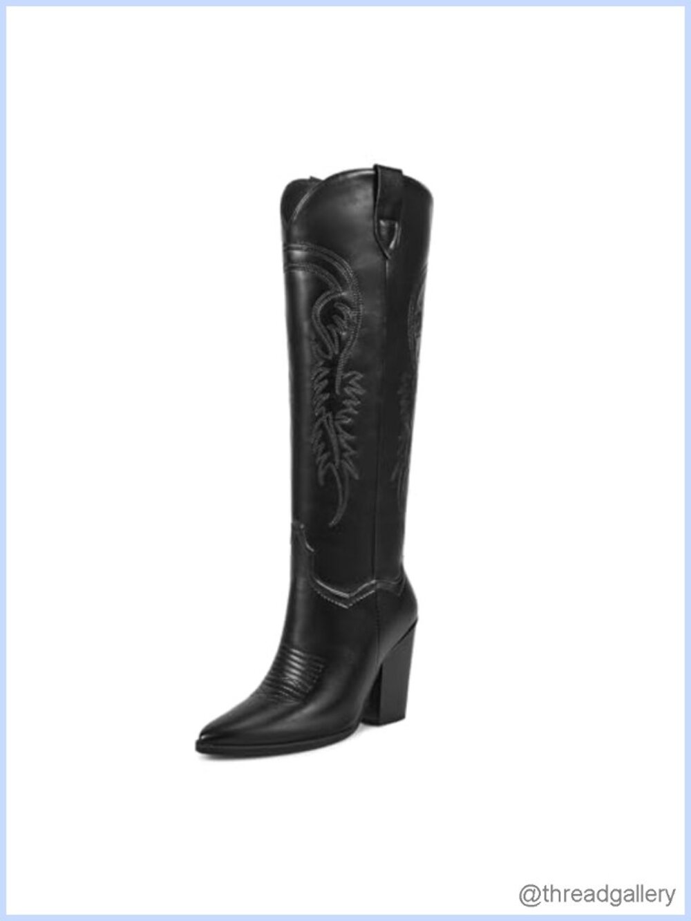 Knee High Cowboy Boots Faux Leather Size Down Pointed Toe